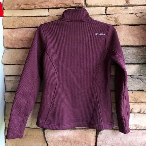 Spyder Core Maroon Full Zip Waffle Knit Embroidered Jacket Women’s Small NWOT - Picture 4 of 11